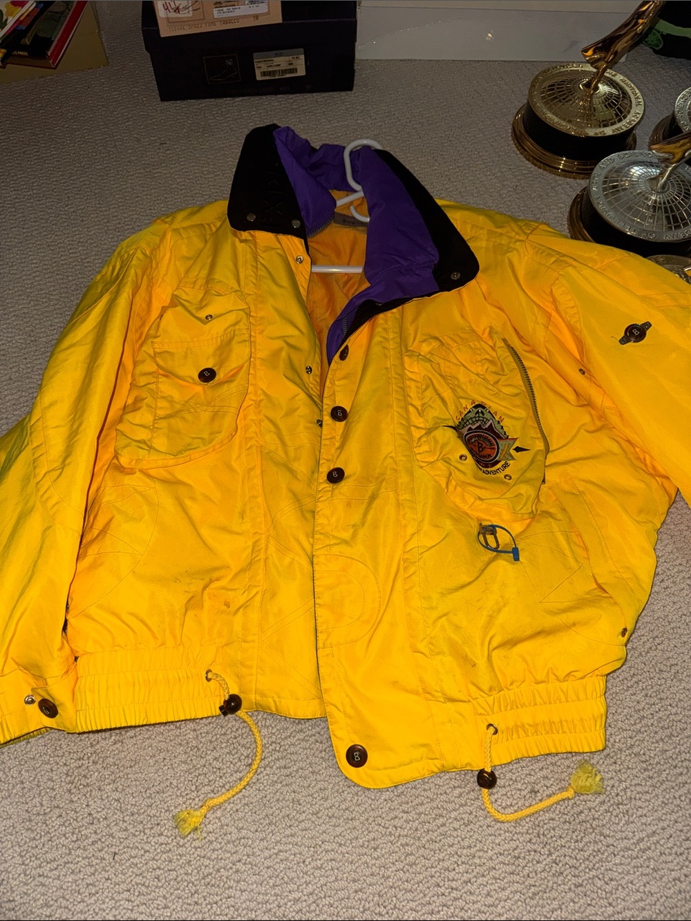 Bogner Yellow Men's Bomber Jacket with Purple Lining